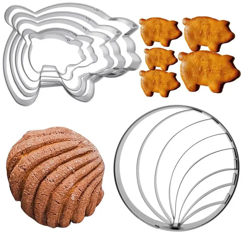 2 In 1 Steel Mexican Bread Mold Pig Shaped Nonstick Biscuit Maker Easy Clean Tray for Daily Baking Needs