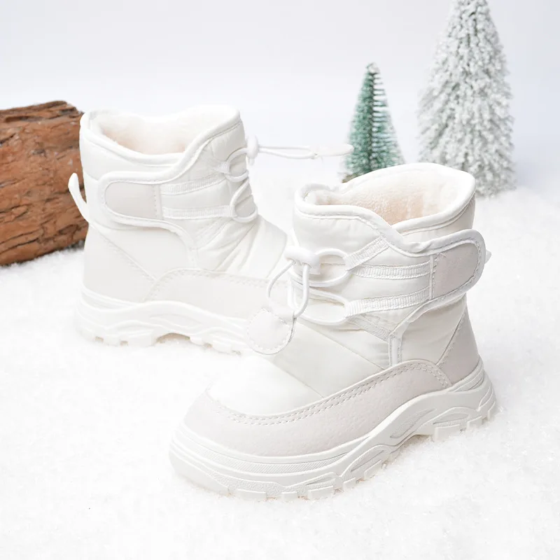 Winter Children Snow Boots Baby Soft Warm Plush Inside Cotton Shoes Boys Girls Waterproof Anti-kick Boots Princess Buckle Shoes