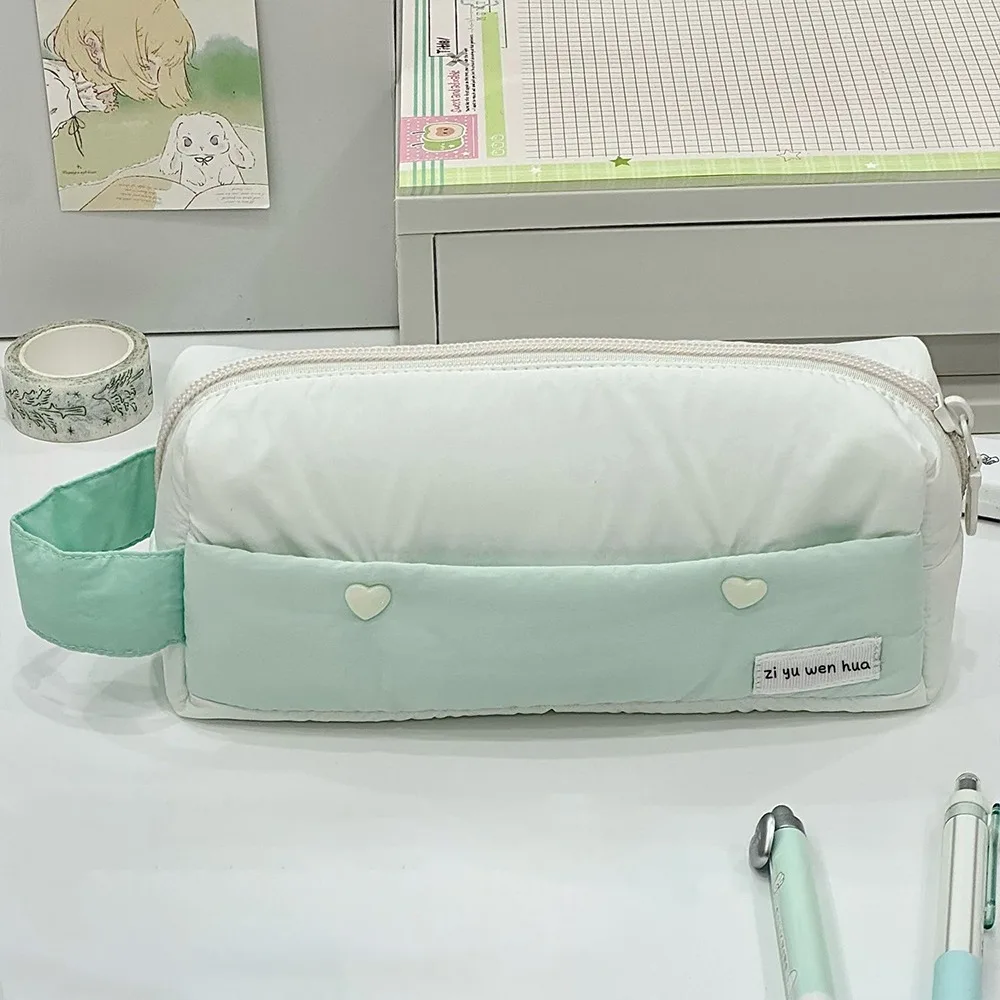 New Pastel Color Pencil Case Large Capacity Minimalist Pen Bag Handheld Stationery Pouch Back To School