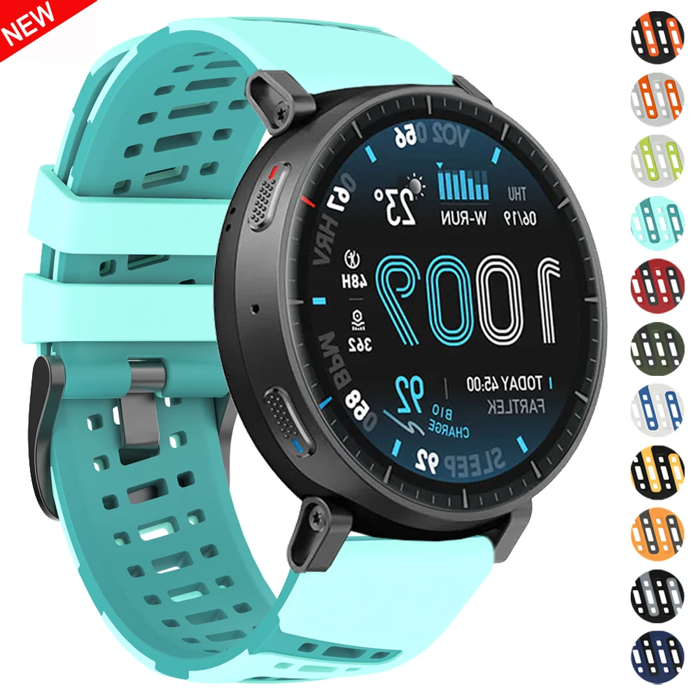 Bracelet de montre en Silicone de 22mm, pour Amazfit Active Max 48mm BALANCE 2, Amazfit Bip 6 5 UNITY GTR 4 3 2 2e 47mm, accessoire