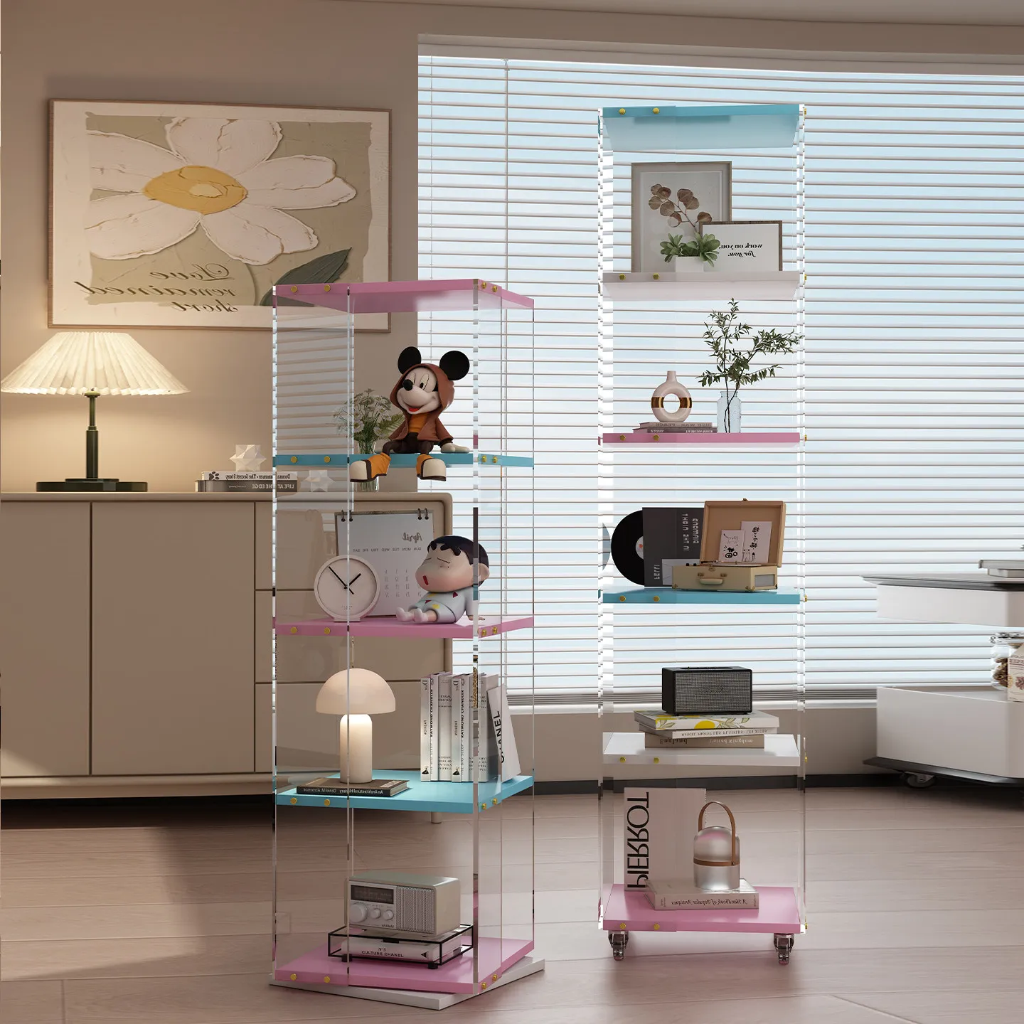 Removable acrylic blind box Lego display figure rack storage cabinet integrated against the wall Children do not take up
