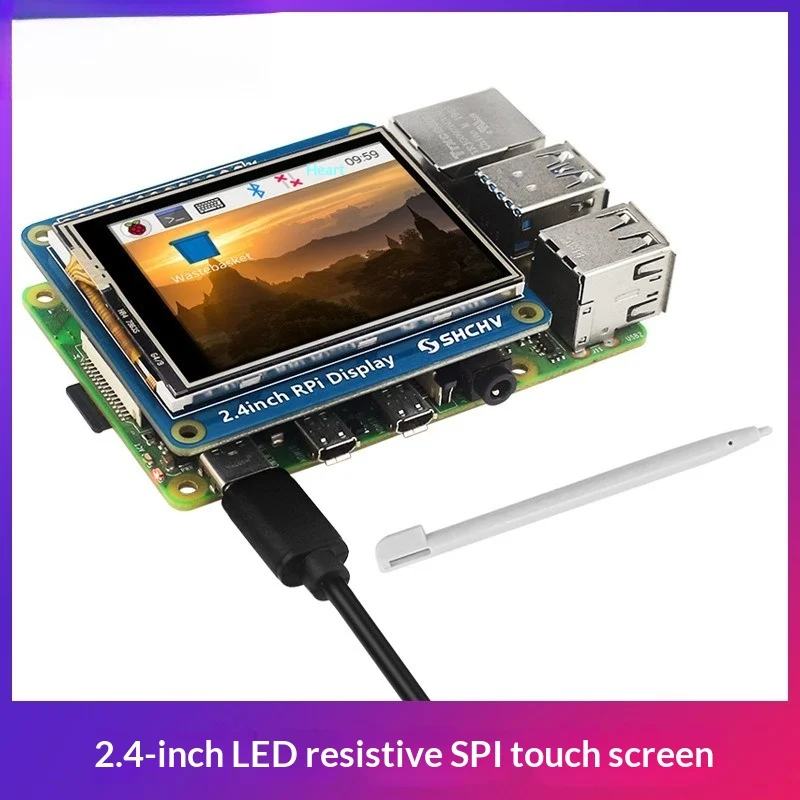 2.4-Inch 320x240 SPI Resistive Touch LCD for Raspberry Pi 4B 3B+ 3A+ Zero 2 W, 5V Display with Stylus