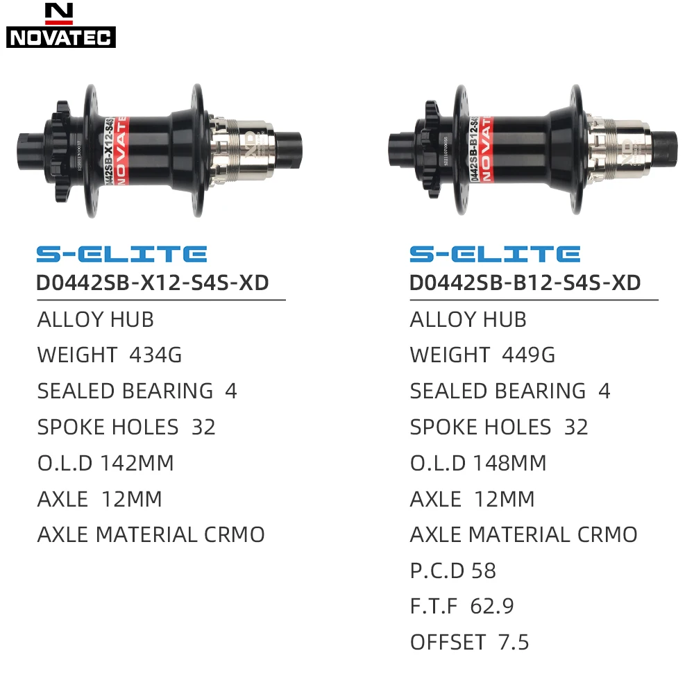 NOVATEC MTB Rear Hub HG XD MS Cube 72 Clicks Mountain Bicycle THRU Hubs 32 Holes 7 8 9 10 11 12 Speed Bike Hubs for Shimano - view 3
