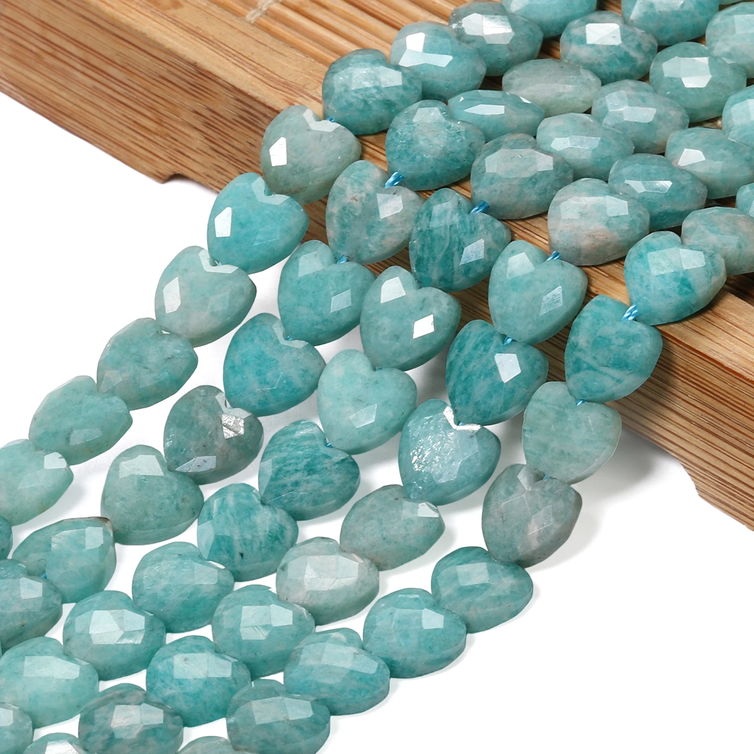 8 mm AAA+ facettierte herzförmige Natursteinperlen aus blauem Amazonit, Abstandshalterperlen für die Schmuckherstellung, DIY-Armbänder, Zubehör, 7,5 Zoll