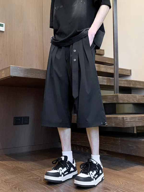 

American Vibe Ice Silk Qui Dry Summer Thin Spor Cool Feeling Breathable Men's 7/8 Length Casual Pants Straight Leg Loose Fit