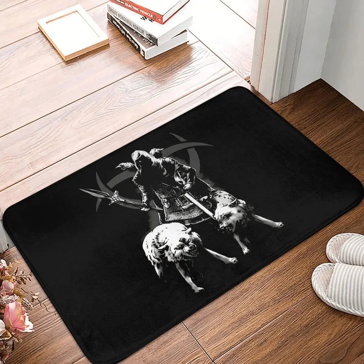 Viking Valhalla Non-Slip Carpet Odin Allfather Geri Freki Huginn Muninn Norse Mythology Doormat Living Room Mat Home Rug