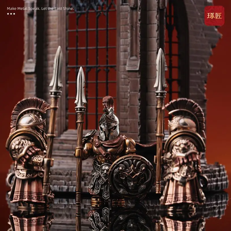 Wykwintna wersja w pudełku prezentowym: Grecka mitologia, Spartanin, dowódca, klocki konstrukcyjne MOC, magnetyczne, odłączane, metalowe figurki, zabawki z klocków.