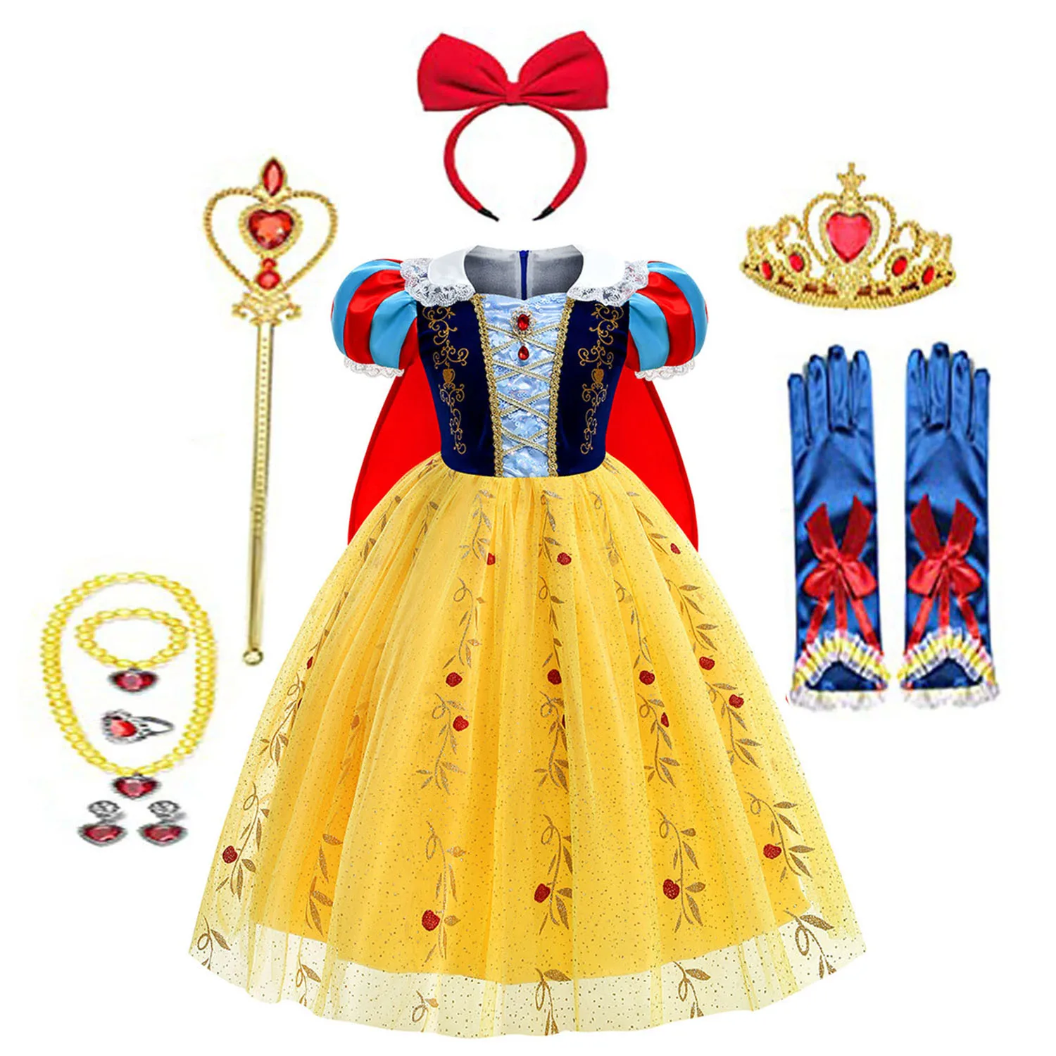 Glanzende peuter kleine meisjes film sneeuwwitje prinses cosplay Halloween fancy dress kerstcadeau