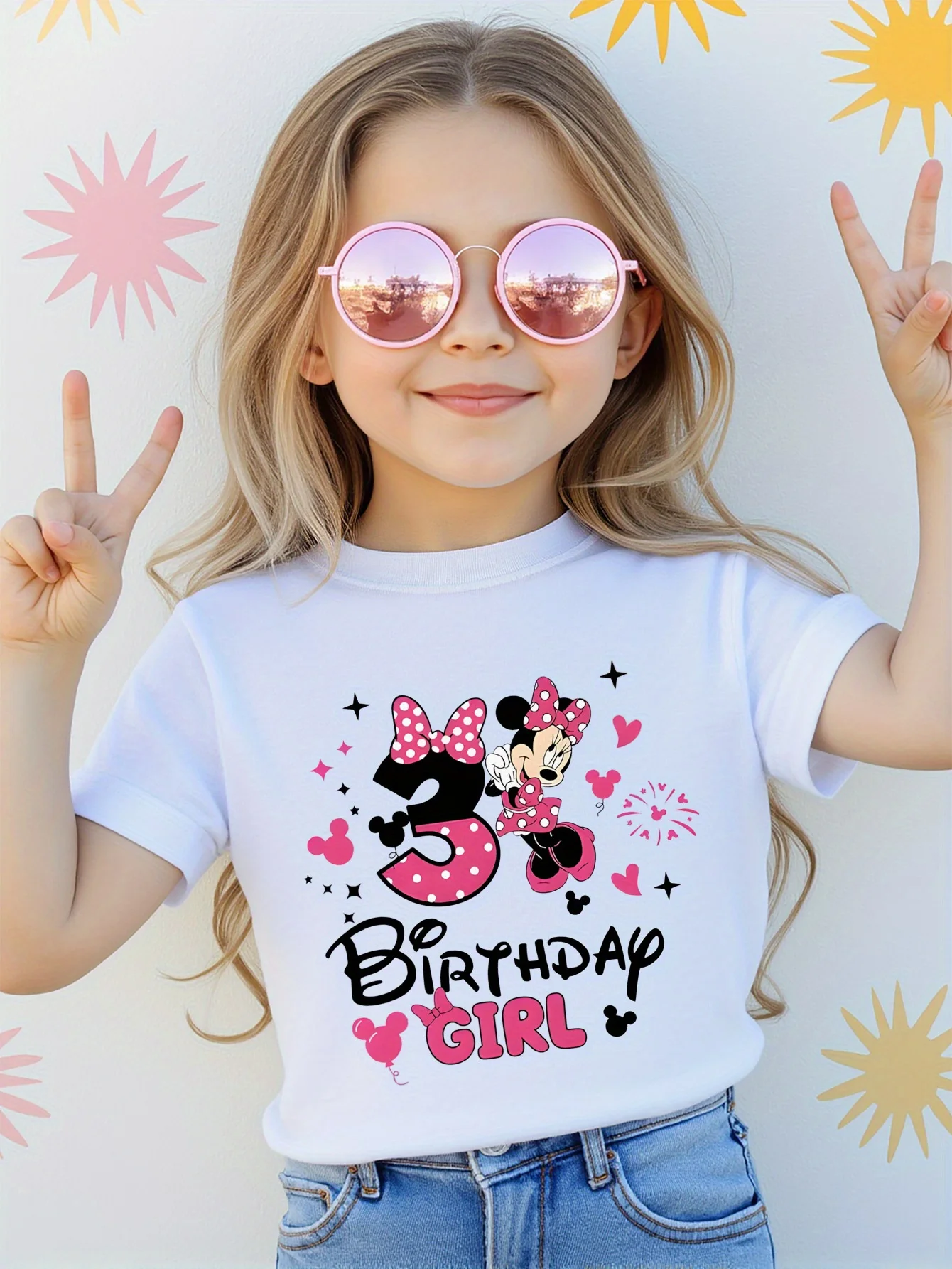 

Disney Minnie Mouse Girls T-Shirt Short Sleeve Cotton Tees Kids Cartoon Disney Y2k Tops Boys and Girls T-shirt Children Clothes