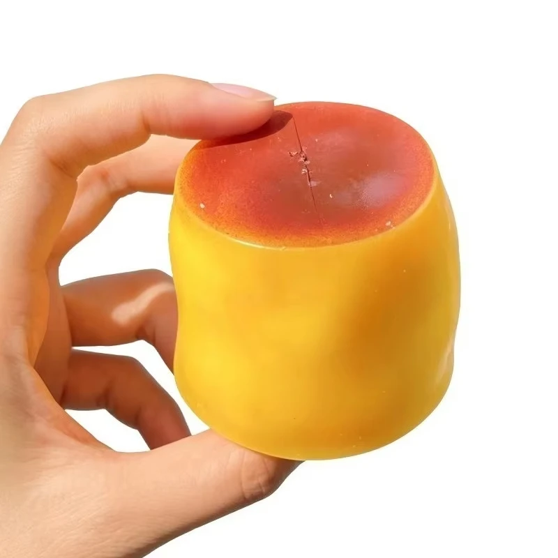 Crispy Sound Caramel Pudding Food Shaped Squeezing Toy Homemade DIY Handmade Stress Relief Ball Non-rebound Stress Relieving Toy image 6