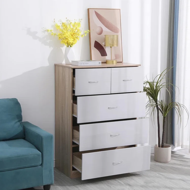 

Modern 5 Drawer Dresser Wooden Chest of Drawers for Bedroom Furniture Living Room Storage Cabinetpromote sales