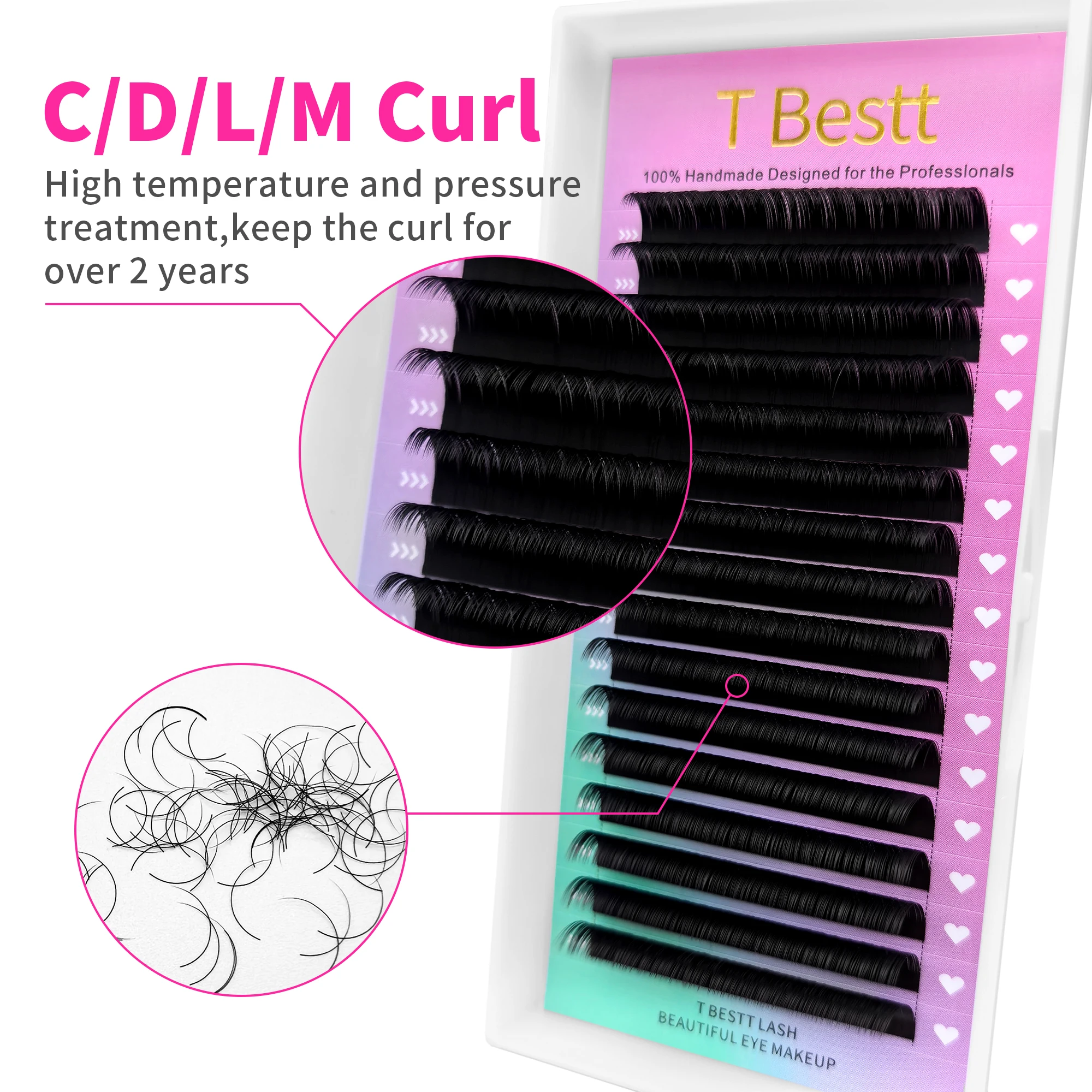 Tbestt 16rows Matte Black C D M Curl Individual Eyelash Extension Premium Faux Mink Classic Lashes Natural Soft False Lash