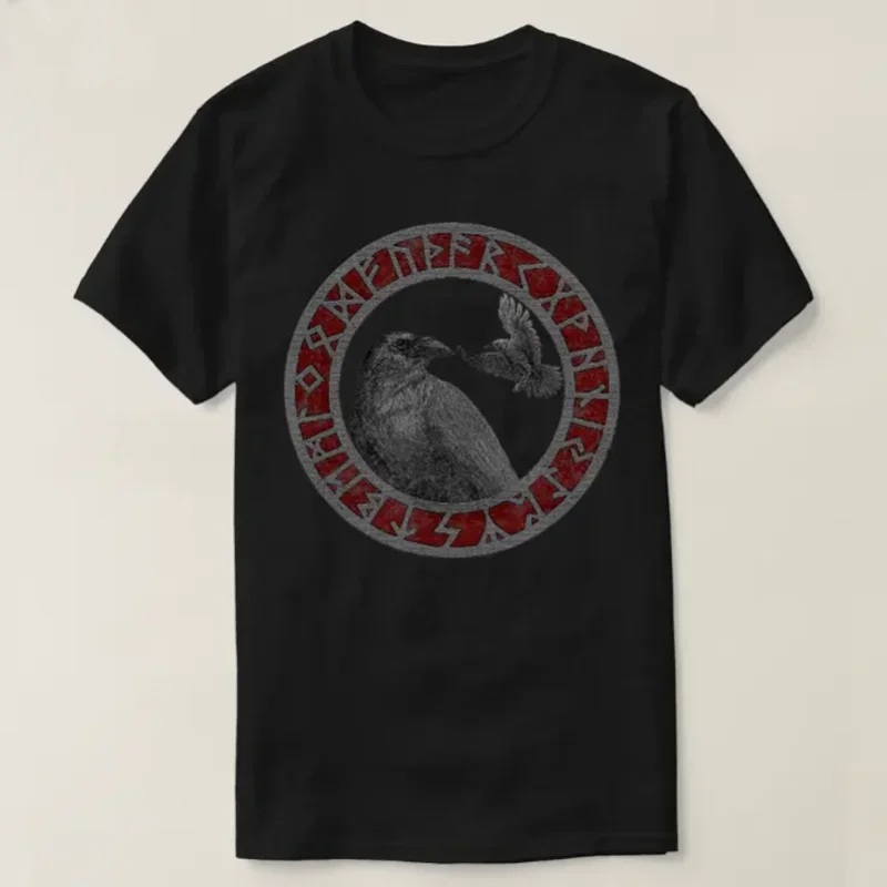 Norse Mythology Compass Vegvisir Rune Odin Ravens T Shirt New 100% Cotton Short Sleeve O-Neck T-shirt Casual Mens Top