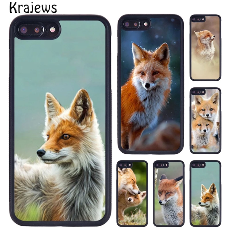 Krajews Animal Fox Rubber Phone Case For iPhone 16 15 14 X XR XS 11 12 mini 13 Pro MAX Plus cover shell coque