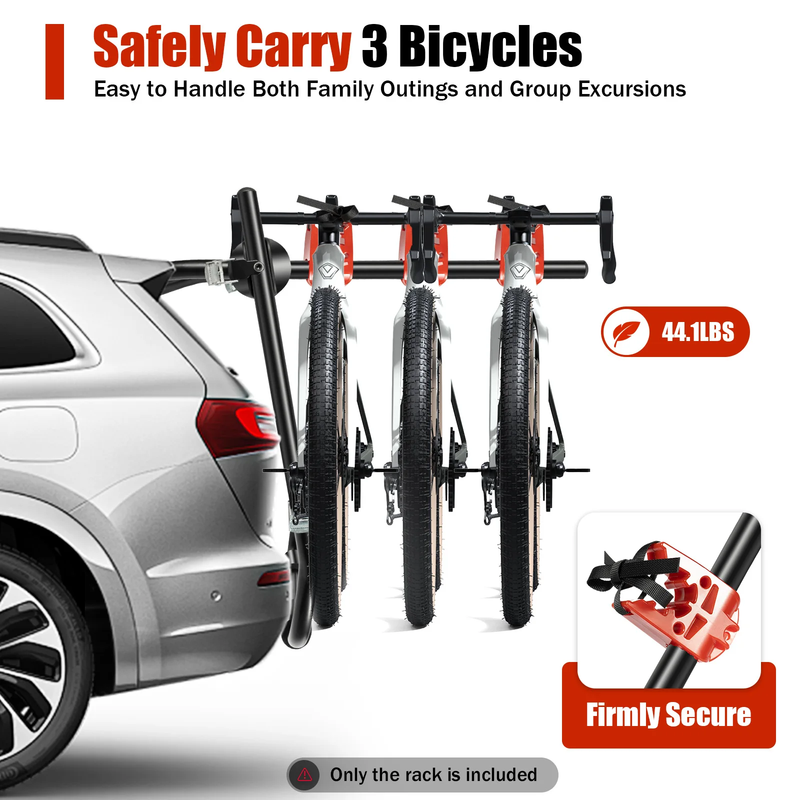 3-Bicycle Sturdy Arm Trunk Mount 40kg Car Universal Carrier Rack Bicycle Trunk Rear Racks Fit for Most Cars SUVS Vans Vehicles