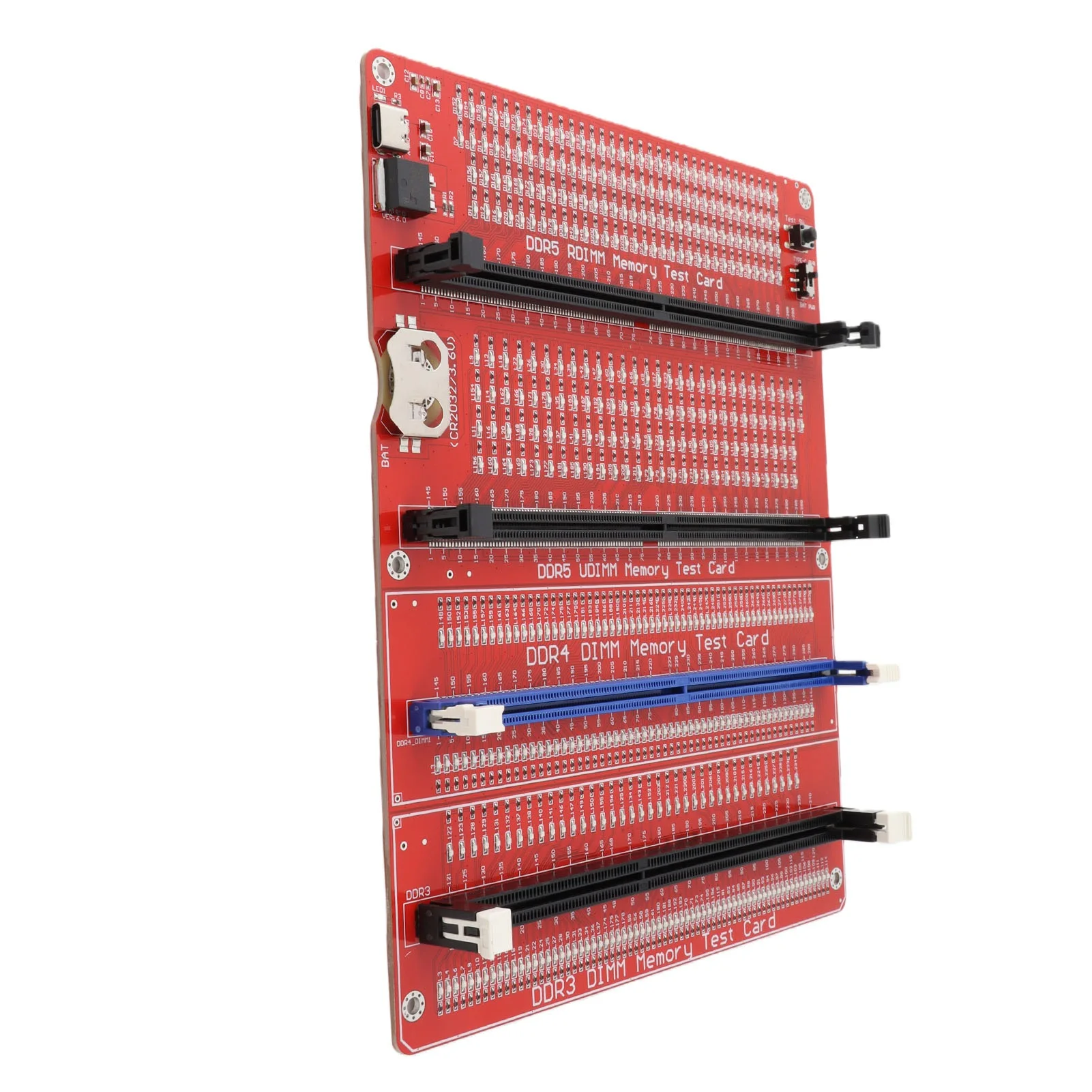 Cartão Testador de Memória RAM 4 em 1 para Computador Desktop DDR3 DDR4 DDR5 UDMM DDR5 RDIMM Analisador Diagnóstico com Luz