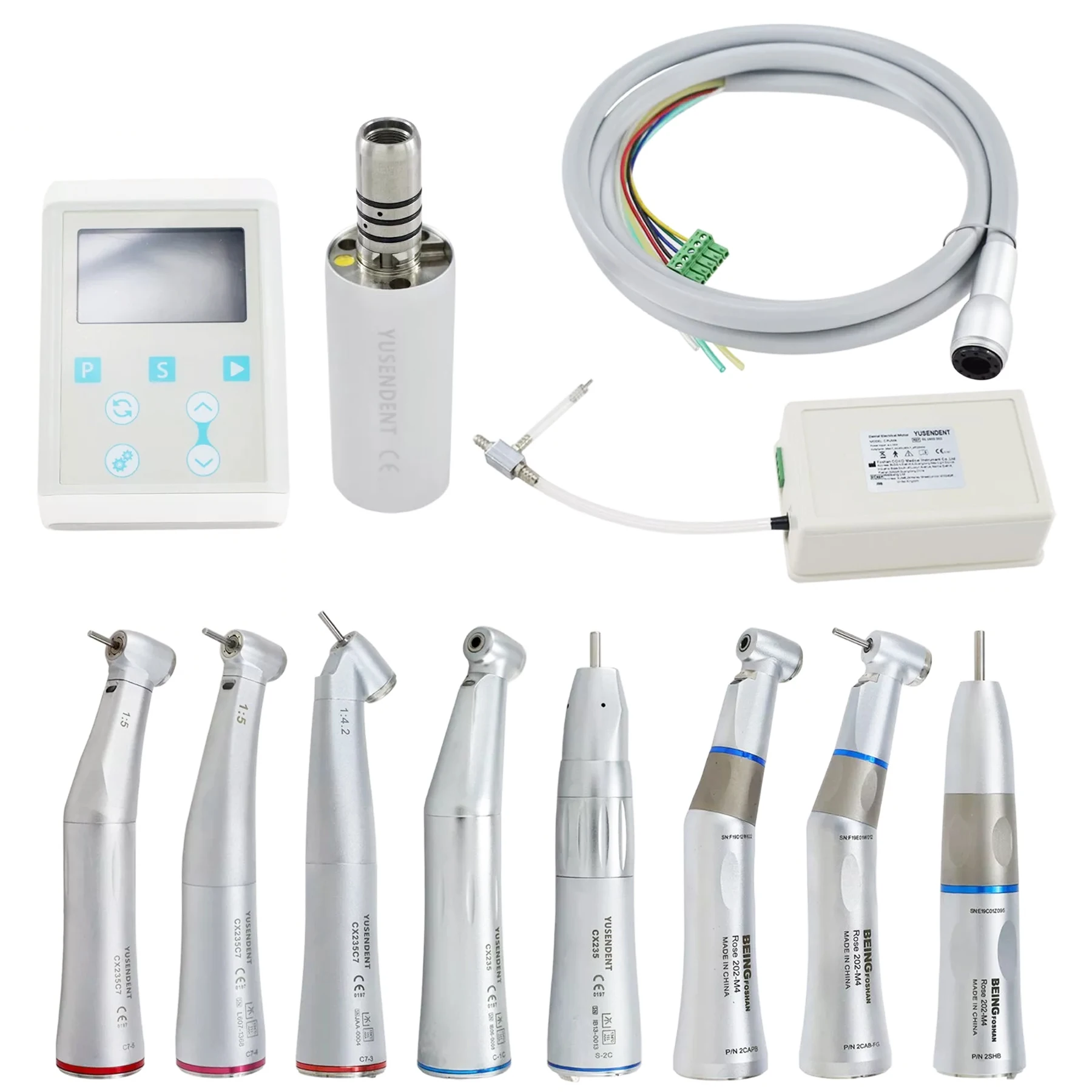 COXO Dental C PUMA INT+ Electric Motor LED Handpiece 1:1 1:5 Contra Angle Fiber Optic ISO E Type Compatible NSK