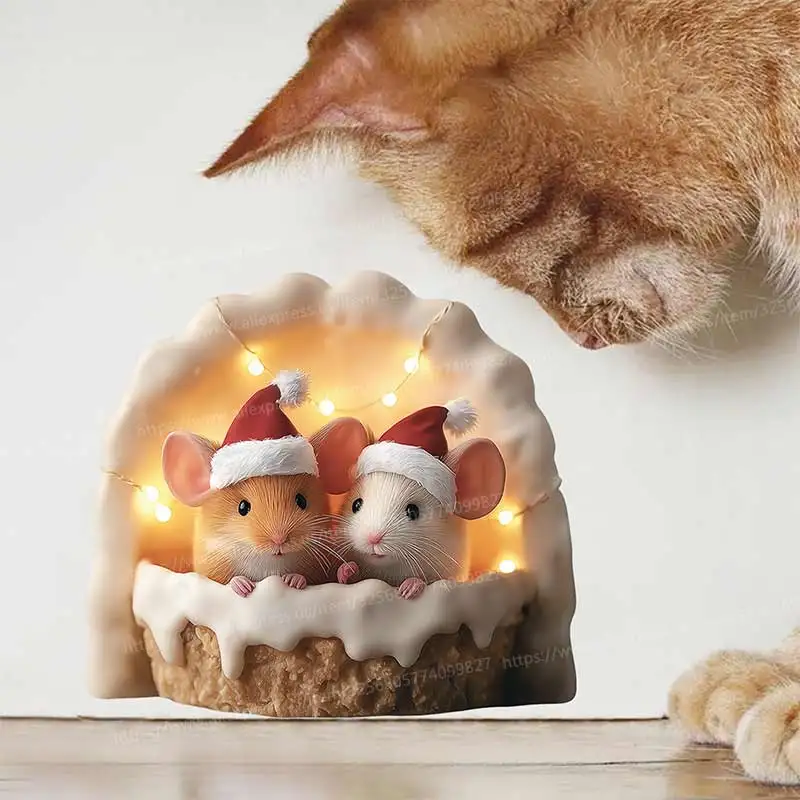 

Christmas Wall Sticker Cartoon Animal Mouse Bedroom Entrance Living Room Porch Home Decora Waterproof Decals Stickers M1395