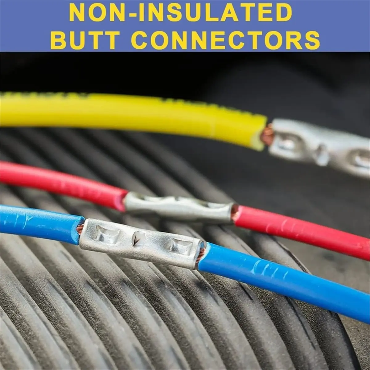 AA05 Non Insulated Butt Connectors Kit 420pcs Butt Connectors for Wiring Pure Copper AWG24-8 Wire Crimp Connector