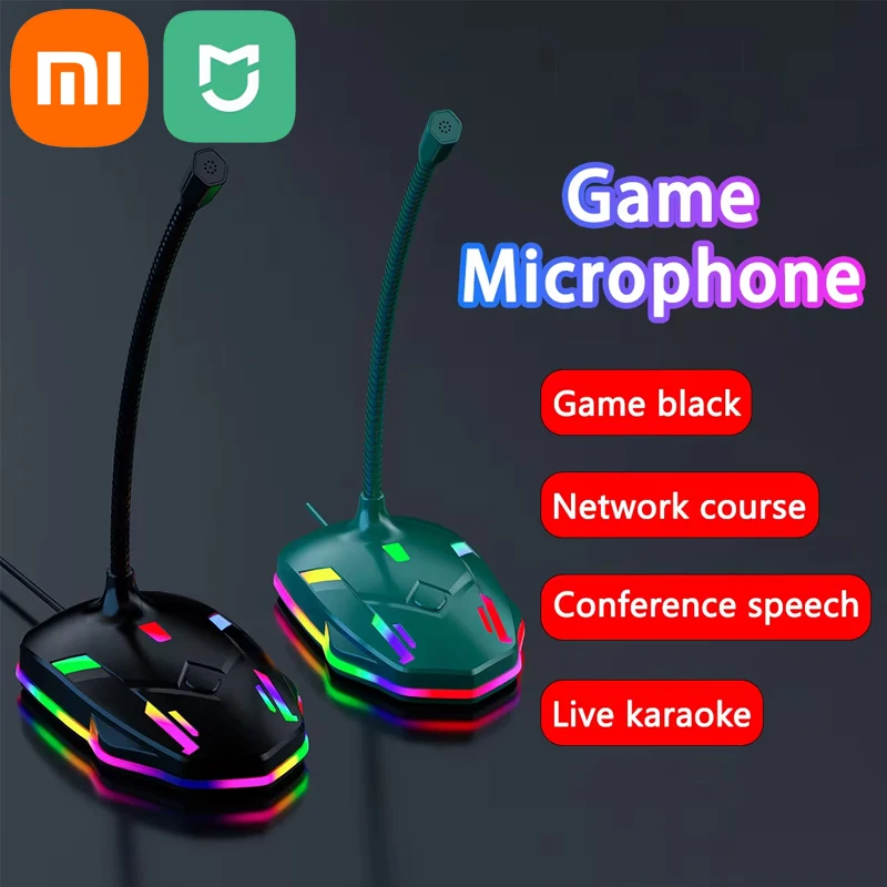 Xiaomi Mijia Gaming Rgb Light Desktop Usb Microphone Computer Video Smart RC Mic Noise Cancelling For Podcast Compatible Windows