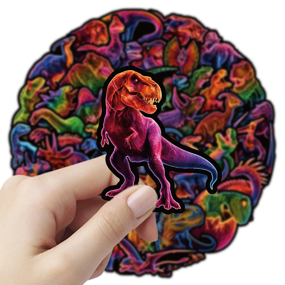 10/30/51pcs Colorful Neon Dinosaur Cartoon Stickers Cool Animal Graffiti Sticker DIY Suitcase Skateboard Phone Decals Decoration