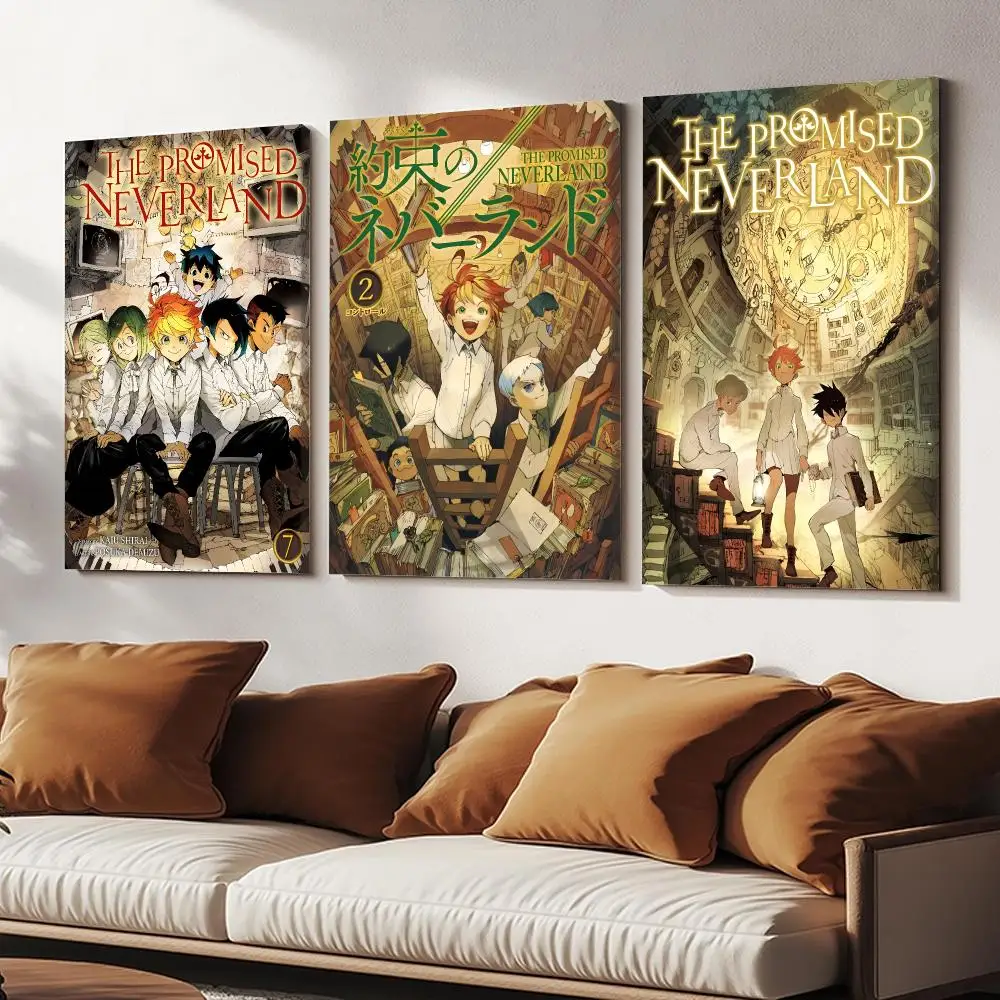 Manga Collage The P-Promised Neverland Painting Calligraphy Wood Framed Canvas Poster HD Wall Art Bedroom Bar Office Home Decor