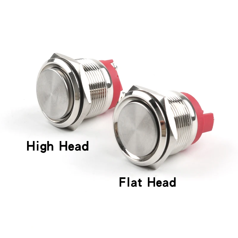 16/19/22mm Short Metal Push Button Switch 10A High Current Screw Foot Momentary Latching Flat Head High Head Power