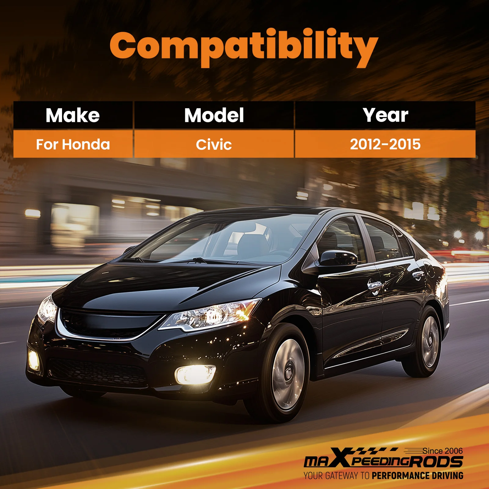 شريط سفلي خلفي من الألومنيوم لسيارة Honda Civic 2-Door & 4-Door 2012 2013 2014 2015