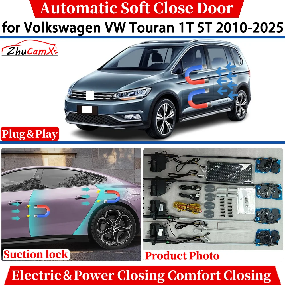 

for Volkswagen VW Touran 1T 5T 2010-2025 Car Automatic Soft Close Door Electric Power Comfort Closing Suction lock Quiet System