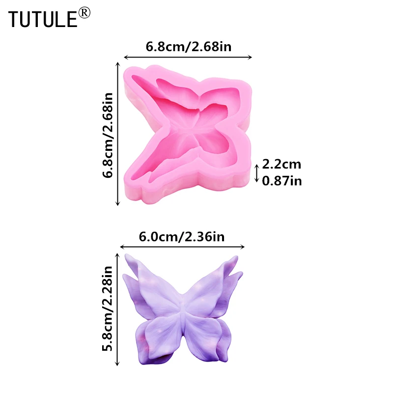 3D Double Layer Butterfly resin Clay jewelry Silicone molds butterfly Accessories Silicone Mold butterfly Chocolate Cake Mould