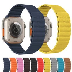 Magnetic loop strap for Apple Watch band 44mm 40mm 42mm 49mm 45 mm Leather bracelet iwatch series 3 6 se ultra 2 7 8 9 45mm 41mm