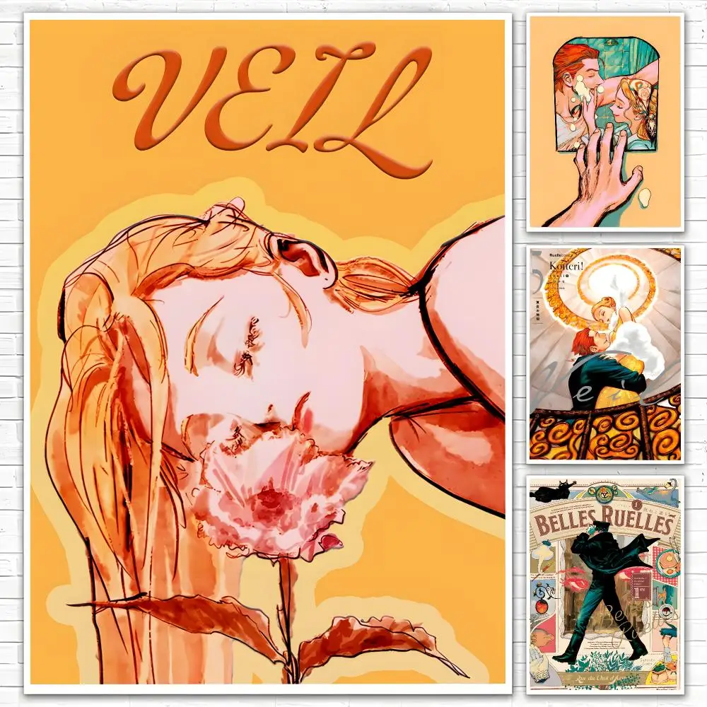 Vintage Romantic Anime Veil Poster Poster All-match HD Waterproof Self-Adhesive Wall Art Sticker For Home Bedroom