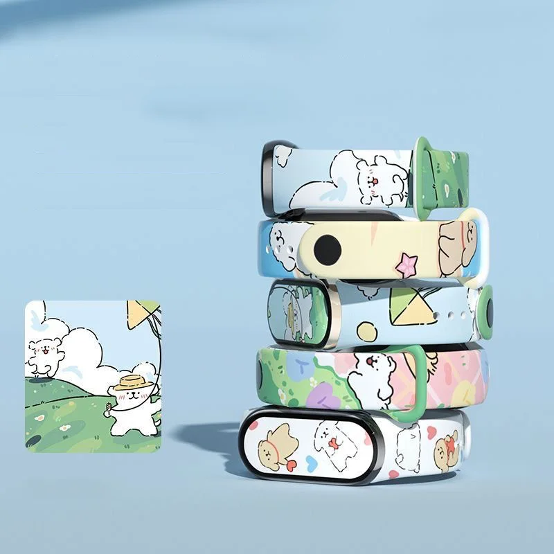 Strap for Xiaomi Mi Band 9 8 Silicone Wristband Bracelet Replacement for Xiaomi Band 7 MiBand 6 5 4 3 Flower Wrist Color Strap