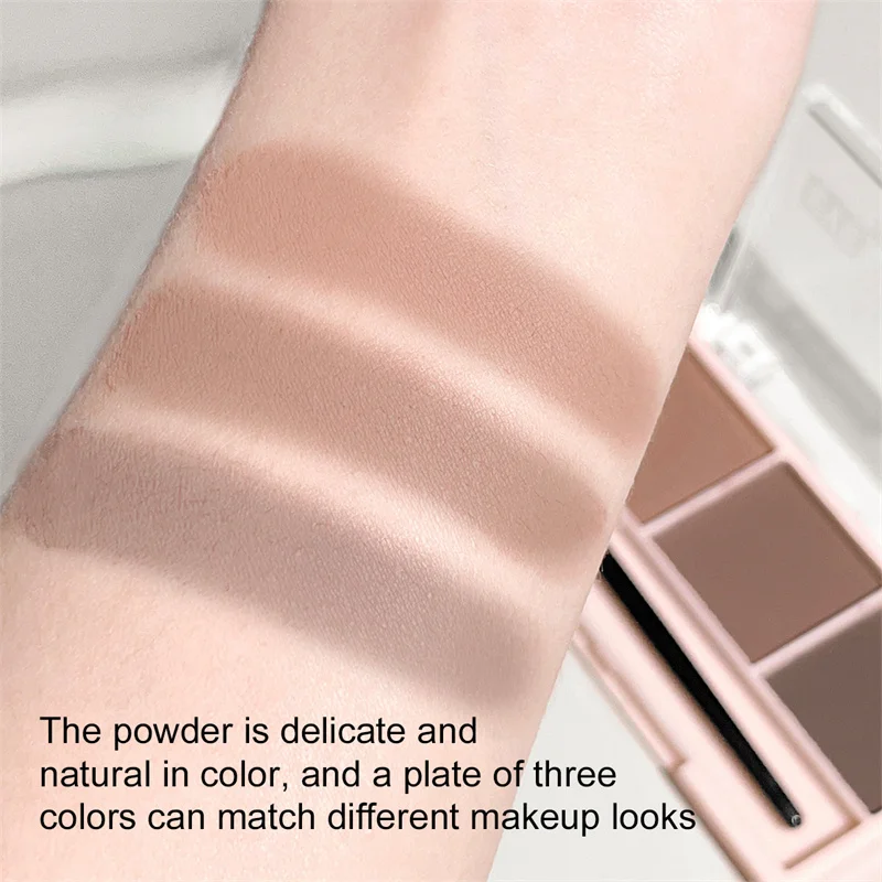 3-Color Brow Powder Set With Brush Waterproof Long-lasting Color-resistant Versatile Contour Makeup Set Three-dimensional