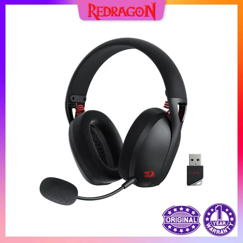 Redragon H848 Bluetooth Wireless Gaming Headset Lightweight 7.1 Surround Sound 40MM Drivers Detachable Microphone Multi Platform