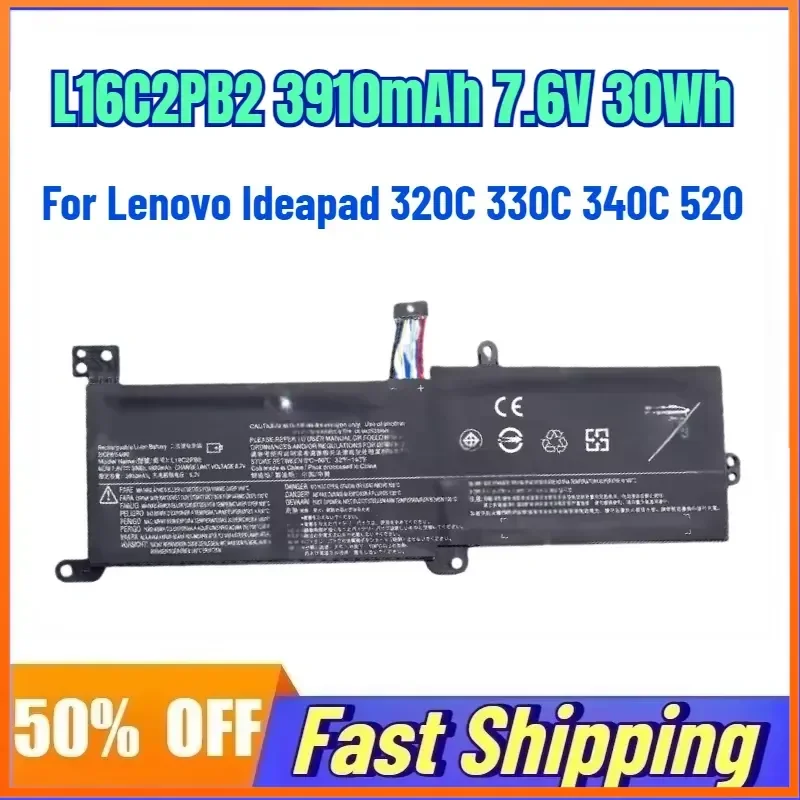 

L16C2PB2 3910mAh 7.6V 30Wh Laptop Battery for Lenovo Ideapad 320C 330C 340C 520 Replace Rechargeable Battery