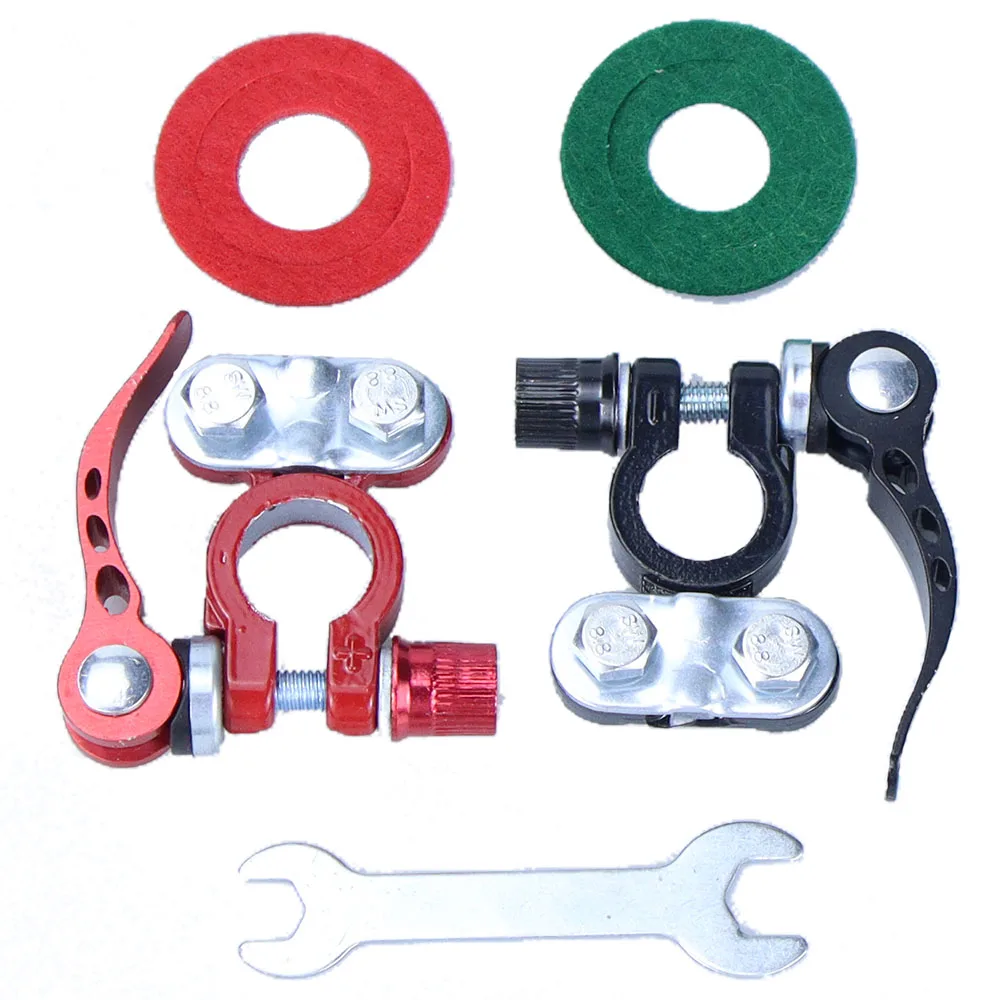 1 par de conectores de terminal de bateria, conectores de cabos automáticos de desconexão de liberação rápida, liga de alumínio para acessórios de carro