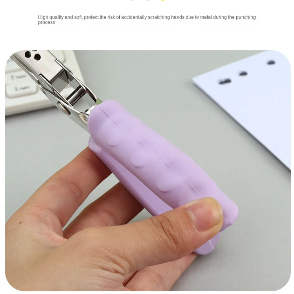 Single Hole Mini Paper Punch Macaron Color 3 Color Available Single Hole Punch Rubber Handle Save Effort DIY Paper Puncher