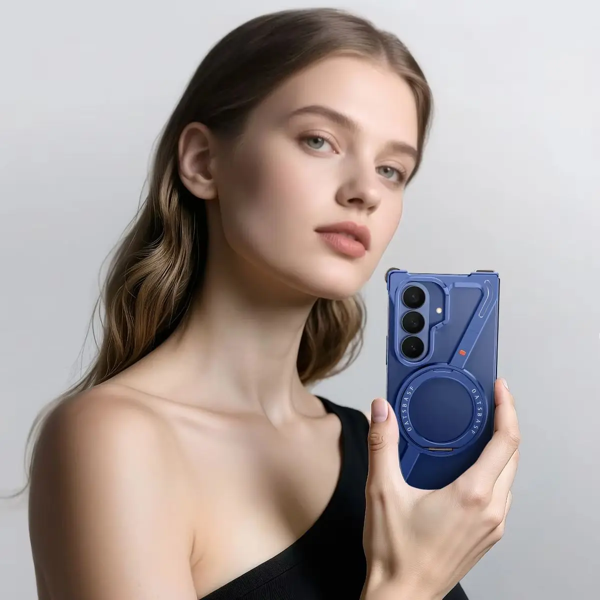 

Oatsbasf Minimalist Phone Case for Samsung Galaxy Z Fold 7 , 360° Rotation Kickstand Aluminum Metal Frameless Bumper Z Case