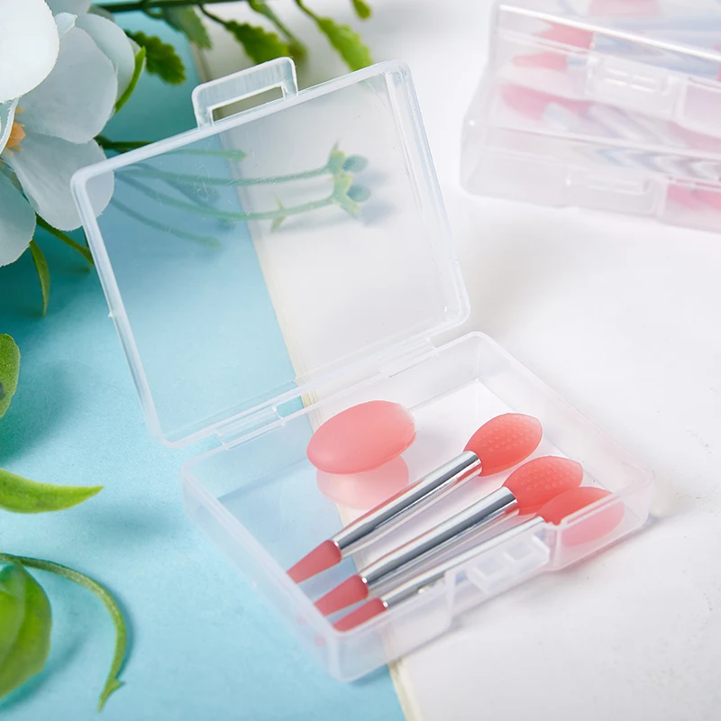 3PCS Silicone Lip Balms Lip Mask Brush With Sucker Dust Cover Lipstick Cosmetic Makeup Brushes Lipstick Brush Storage Box