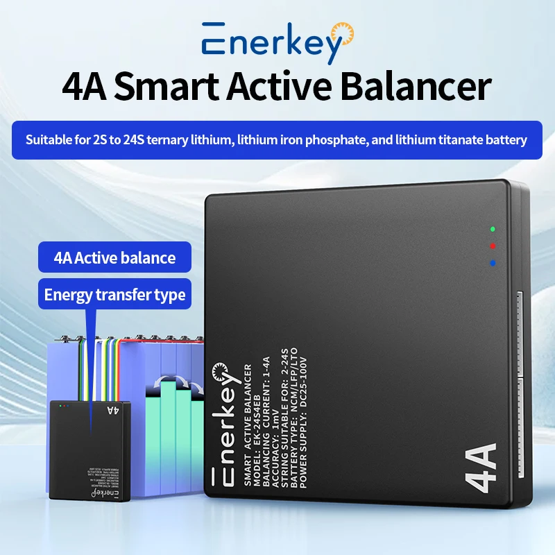 EnerKey 4A Smart Active Balancer 2S~24S Li-ion Lifepo4 Lithium Battery Active Balancer