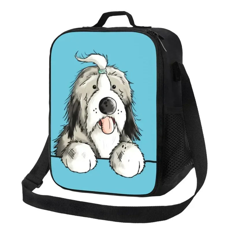 

Custom Happy Bearded Collie Dog Lunch Bag Women Thermal Cooler Insulated Lunch Box for Adult Office