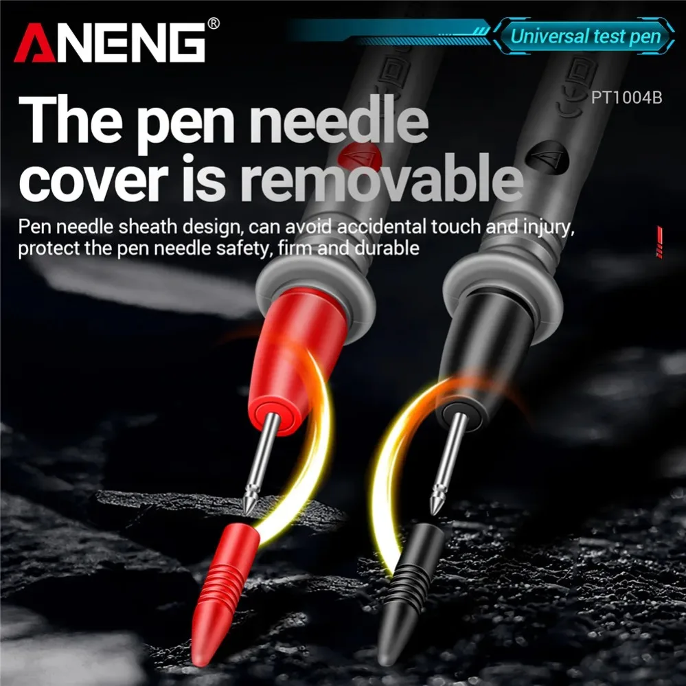 ANENG Digital Multimeter Test Pen Wire Probe Leads 1000V 10A Universal Needle Tip PT1004B Anti-burnHeat Resistance Welding Tools