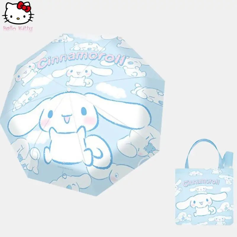 

Sanrio Children's Umbrella Cinnamoroll Sun Umbrella Kawaii Sun Protection Umbrella Anime Cartoon 3 Fold Automatic Umbrella New