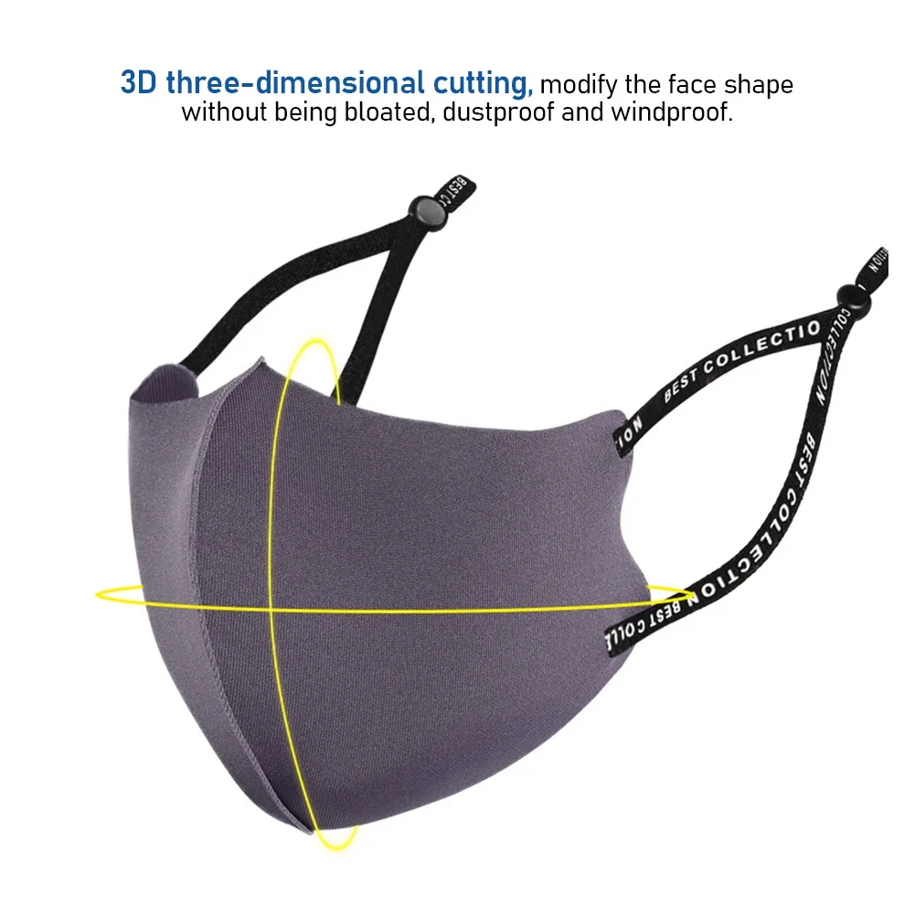 3D Washable Reusable Face Mask Adjustable Dust-proof Breathable Ice Cotton Knitted Mask Sunscreen Haze Unisex Star Masks