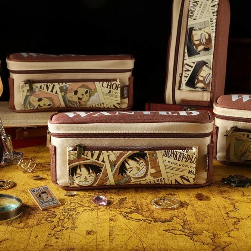 

New One Piece Luffy pencil bag student pencil bag boys and girls large capacity trendy pencil case anime figure office supplies