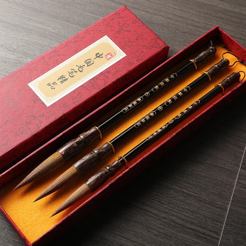 3Pcs/Set Weasel Hair Calligraphy Brushes Pen Lian Brush Writing Brush Set Chinese Landscape Art Painting Ink Brush Tinta China