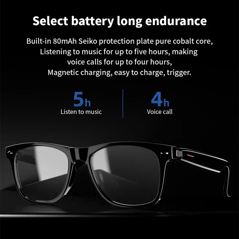 TWS Bluetooth Smart Glasses para homens e mulheres, óculos anti-azuis, ao ar livre, esporte, HD, áudio, música, mãos livres, chamadas