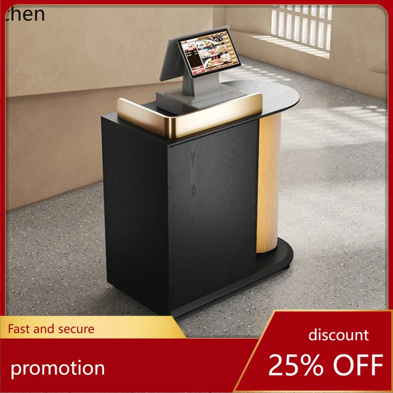 

HXL Restaurant Reception Desk Vintage Style Small Information Desk Black Shop Cashier