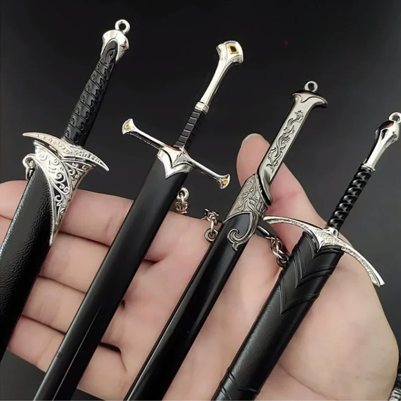 22 cm Glamdring Aragorn Narthil Waffen Schwert Elfen Anduril Mittelalterliches Peripheriegerät Metall Samurai Schwert Schlüsselanhänger Ornamente Geschenke Spielzeug